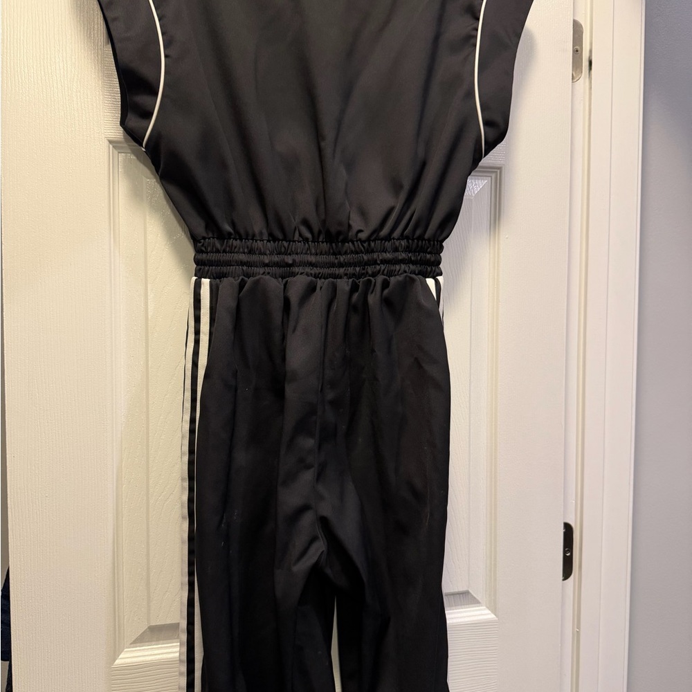 adidas Black Jumpsuit with White Trim and Zip - Picture 3 of 4